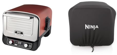 Ninja Woodfire Four à pizza extérieur électrique 8-en-1, rotissoire & fumoir barbecue avec grille & Woodfire Housse noire pour barbecue électrique Ninja Woodfire, OO101UK, housse de four premium