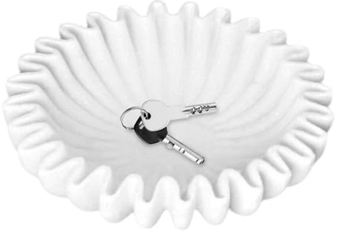 Tazón de estilo, cuenco de mármol de resina sintética, cuenco para servir con volantes, tazón de fruta antiguo con volantes, cuenco decorativo estriado con volantes, cuenco decorativo moderno para el