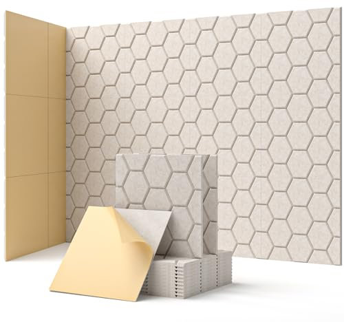 Soundsbay Sound Proofing Panels, Self-Adhesive Acoustic Wall Panels 12 Pack High Density Acoustic Panels for Recording Studios, Gaming Room, Office, Live Streaming 30x30x0.9cm