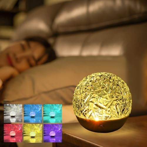 Galaxy Projector Night Light for Bedroom, Touch Lamps Bedside Star Projector for Kids, Ice Cube Ocean Wave Sensory Lights 16 Color Adjustable Brightness Crystal Lamp (RGB-Ice Ball)