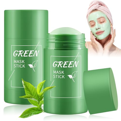 2 Stück Green Mask Stick, green tea mask stick, greens tea deep cleanse masks, grüntee sticks, geeignet für Männer & Frauen, ideal für tägliche Pflege zu Hause oder unterwegs