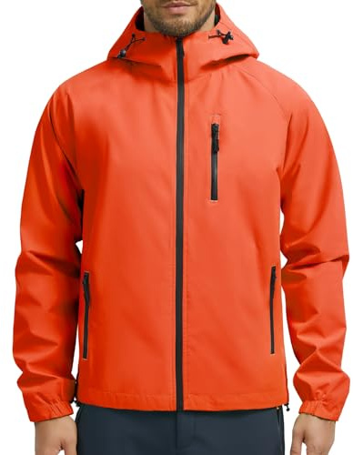 UMIPUBO Hombre Chaqueta Impermeable Cortavientos Exteriores Lluvia Abrigo Ligero Reflectante Transpirable Capucha Plegable Senderismo Para Correr, Senderismo Vientos Cazadora