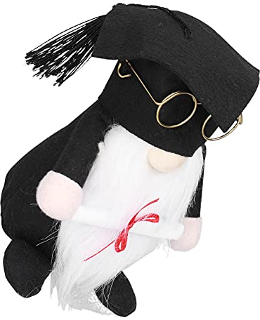 Cocoarm Examen Gnome Doll Duk Ansiktslös Docka 13 X 10 X 10 Cm Tyngdbottenfilt Skäggprydnad för Examensfest Bord Hylla Skrivbordsdekor för Studenter