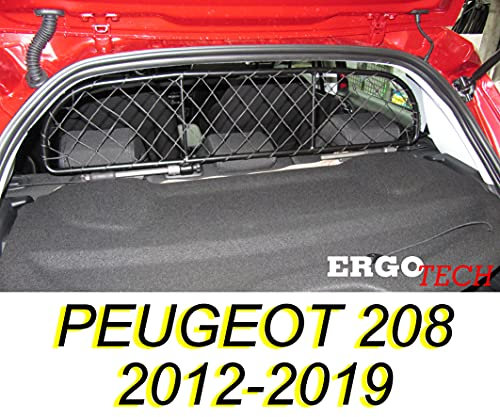 ERGOTECH Divisorio Griglia Rete Divisoria per Peugeot 208 (2012-2019) RDA65-XXS, per Trasporto Cani e Bagagli