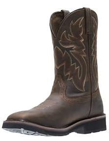 Wolverine Men's Rancher 10 Square Toe Steel Toe Work Boot, Dark Brown/Rust, 10 W US