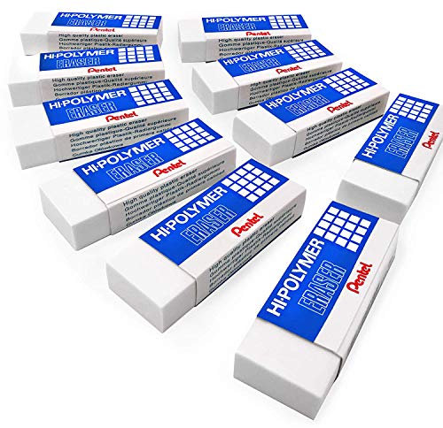 Pentel Polímero Jumbo Plástico Borradores Blanco - Pack de 10