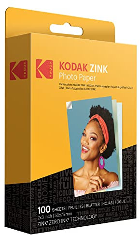Kodak 2x3 Premium Zink Fotopapier (100 Blätter) - Kompatibel mit Kodak PRINTOMATIC, Smile und Step-Kameras und -Druckern
