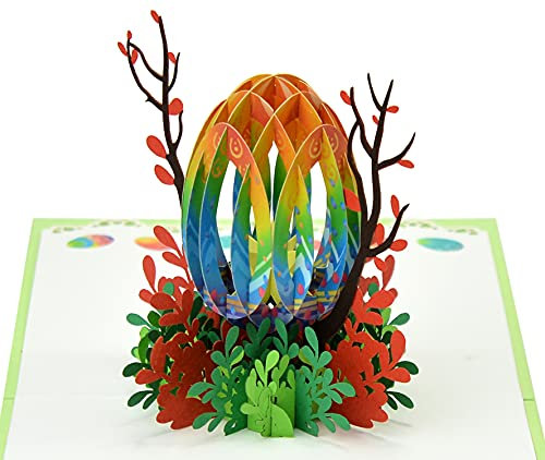 CUTPOPUP Happy Easter with egg - 3D Card, Easter Card, Easter Greeting Card, 3D Easter Cards, Religious Easter Cards, Easter Bunny Card, 3-D Easter Cards, Pop Up Greeting Cards IT