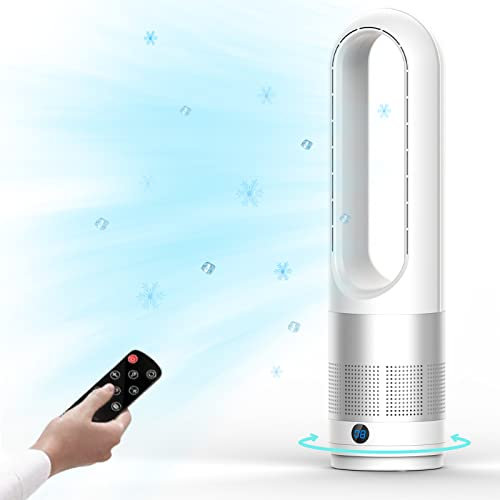 Bladeless 23.62 Tower Cooling Fan with Remote, 8 Speeds, 8H Timer, LED Display, Quiet for Bedroom, Home, Office