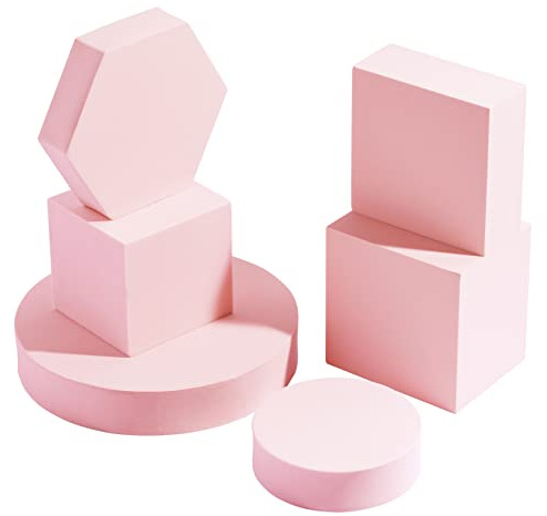 Selens Accessori di scena per fotografia, 6 stampi geometrici in schiuma a cubo, colore rosa