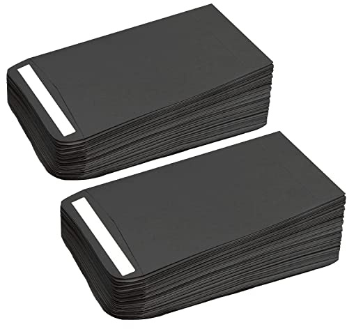 100Pcs Small Black Envelopes - Self-Adhesive Seed Packets, Kraft Paper Coin Envelopes for Wages, Coins, Beads or Stamps (10x6cm/3.9x2.4inch)