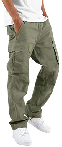 Osheoiso Pantalons de Sport pour Hommes Confortable Longs Pantalon avec Poches Couleur Unie Casual Cargo Pantalon Élastique Pantalons de Jogging pour Printemps Été