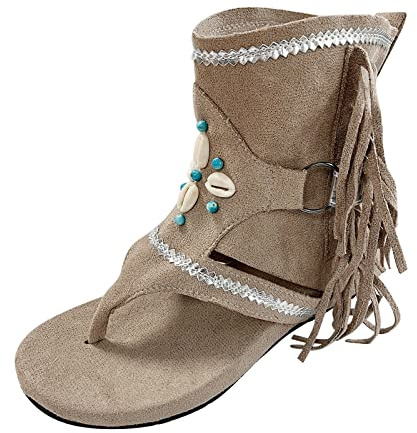 Sandalias de playa para mujer - Sandalias planas de verano con borlas y adornos en los zapatos - Plataforma con peep toe y dedos separados - Botines con suela ligera y suave - Elegantes sandalias de