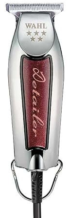 Wahl Wide Detailer Trimmer - Potente Cortapelos - Máquina de Cortar Pelo para Hombre con Cable y Cuchilla en T Extra Ancha para Trabajos de Bordes y Detalles, Cromo/Burdeos