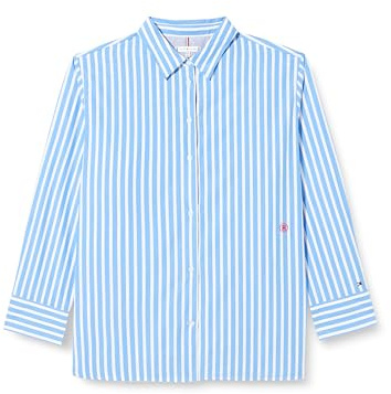 Tommy Hilfiger Chemise Femme Manches Longues, Bleu (Bold Stp/ Blue Spell), 44