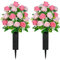 SIFOEL Artificial Cemetery Flowers with Vase, Artificial Rose Bouquet Grave Memorial Flowers for Cemetery Headstones Decoration (Pink-2Pcs)