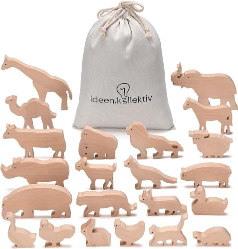 ideen.kollektiv - Systemische Tierfiguren aus Vollholz - Premium Stellvertreterfiguren für Familienaufstellung, Coaching, Therapie und Beratung - Familienbrett Figuren - Solution Board Figures