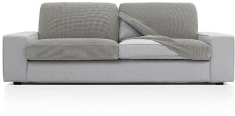 FAVERTI® Funda Super Elástica de cojín de sofá con Medidas Entre 50-85 cm por 45-70 cm y 10-20 cm de Alto | Modelo NOVELE | Funda de Asiento o Respaldo de sillón o sofá Gris Claro