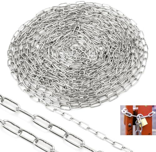 SWTYExt Catena Acciaio Inox 8M 1,2mm Catene Catena Delimitazione Catenella Catena Antitaglio per Catena Antifurto Catena Bidoni Dell'immondizia Sollevamento Recinzione