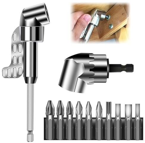 SKIKHN 105° Winkelschrauber Vorsatz Adapter, Winkelbohraufsatz, Corner Tool Screw Hub with Multi-function Bend Screwdriver Bit, 1/4-Zoll Sechskantschaft Winkelgetriebe für Garage Bauarbeiter