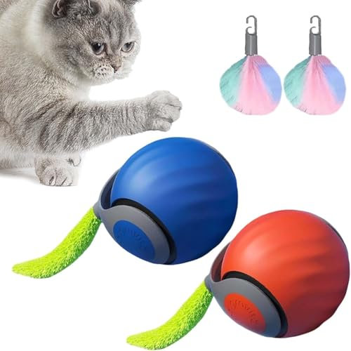 Maikaibuzi Speedy Tail 2.0 Cat Toy, Interactive Cat Toy, USB Rechargeable Smart Ball, Two Speed Adjustment, with Spare Tail