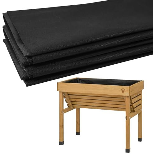 Udewo Revêtement en tissu pour grand bac à légumes extérieur surélevé, 2,9 m x 1,6 m, non tissé, noir, pour légumes, herbes, sacs de culture pour plantes – Taille L