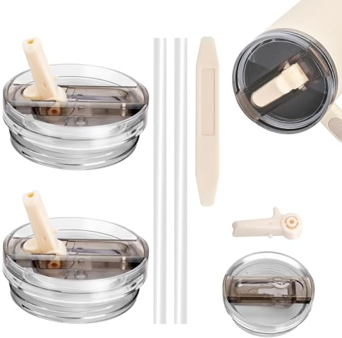 WALLFID 2 Stück auslaufsicherer, abnehmbarer Ersatzdeckel mit klappbarem Trinkhalm für 40oz Tumbler, inklusive 2 Trinkhalme und 1 Abnehmwerkzeug, wiederverwendbar, leicht zu reinigen (Fuchsia)