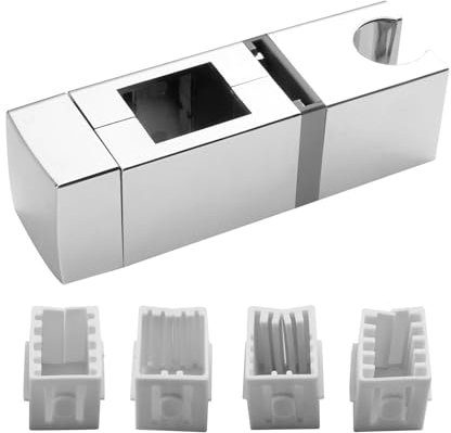 Staffa per doccia regolabile, angolo di regolazione a 360°, barra di scorrimento rettangolare, supporto per soffione doccia, supporto per qualsiasi barra rettangolare (18 x 30, 22 x 22, 25 x 25, 30 x