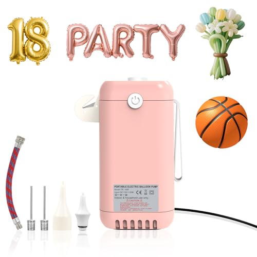 Kusamue Balloon Pump Electric Air Pump for Long Balloon,260/160 Balloon Inflator Pump Electric for Foil Twisty Animal Balloons Basketball (Pink)
