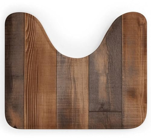 FZMVSQH Brauner U-förmiger WC-Vorleger aus Holz, 50,8 x 40,6 cm, waschbare WC-Vorleger für Badezimmer, rutschfeste WC-Bodenmatte, superweiche, saugfähige Mikrofaserkontur, Badezimmerteppich