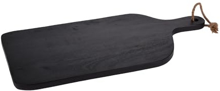 Planche à découper en bois de caoutchouc avec manche et couleur noire 58 x 28 x 2 cm