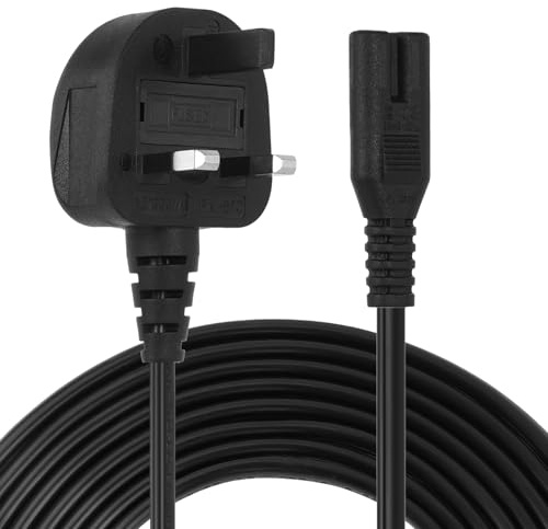3M 2 Pin Uk Power Cable Figure 8 IEC C7 Mains Power Cord for PS4 PS5 Xbox Samsung Philips Lg Sharp Sony Flat Tv Canon Pixma Hp Brother Printer Wall Power Lead
