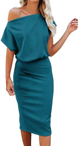 Dressmine Dresses for Women Uk Elegant Off Shoulder Midi Flattering Clothes