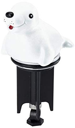 WENKO Waschbeckenstöpsel Pluggy® 3D Robbe - Abfluss-Stopfen, für alle handelsüblichen Abflüsse, Kunststoff, 4.6 x 11.2 x 5.8 cm, Weiß