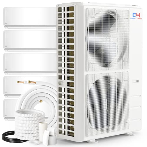 5 Zone 9000 9000 9000 9000 12000 BTU Multi Zone Ductless Mini Split Air Conditioner Heat Pump Full Set with 25ft Installation Kits