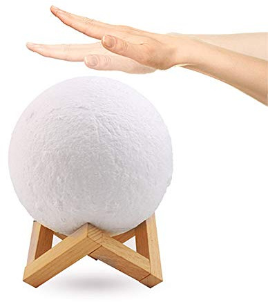 Relaxbx LáMpara De Luna Impresa En 3D Control De La AplicacióN WiFi Control De Voz Inteligente Compatible con Amazon Alexa Carga USB Luz De Noche Colorida