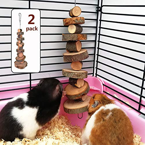 JINGLAN Kauspielzeug aus natürlichem Bio-Apfelholz, 2er-Pack, Kleintier-Snacks, Spielzeug, geeignet für Hasen, Chinchillas, Meerschweinchen und Hamster, Zähneknirschen