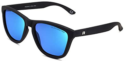 CLANDESTINE - Gafas de Sol Unisex - Modelo Model - Color Negro - Cristal de Nylon en Color Azul con Filtro HD - Montura TR90 - Protección UV 400-144 x 51 mm