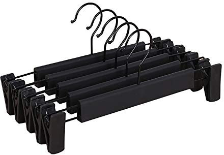 Cicilin Cintre Pantalon Lot de 10 Antidérapant Réglable Clips Noir pour Jupes, Jeans, Pantalons, Robes, Pantalons, avec Grandes Pinces et Crochet Rotatif à 360 °