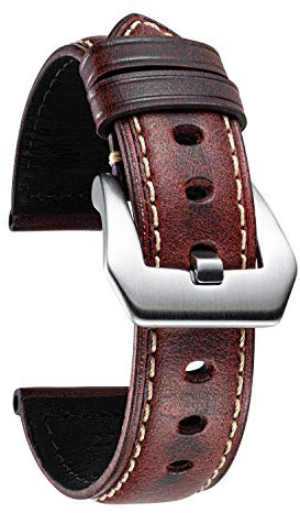 BINLUN Bracelet Montre en Cuir Bracelet Montre 18mm 20mm 22mm 24mm 26mm Bracelet Montre de Remplacement pour Homme Femme Smartwatch Bracelet avec Dégagement Rapide Watch Band en Cuir Ciré Vintage