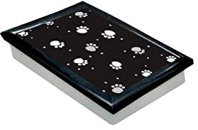 lap tray with bean bag cushion Paws Design Black Frame Grey Cushion Base LapTray Breakfast in Bed tray Cushion Rest Serving Lap Top Tray with beans Camper Van serving Camping Lightweight Learning