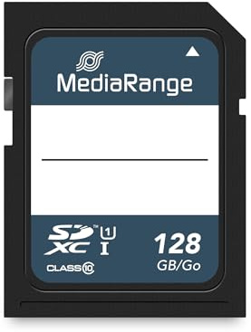 MediaRange Tarjeta de Memoria SDXC de 128 GB, Velocidad Clase 10, Velocidad de Lectura de hasta 80 MB/s, Almacenamiento de Datos Externo para Dispositivos móviles como cámaras Digitales o teléfonos