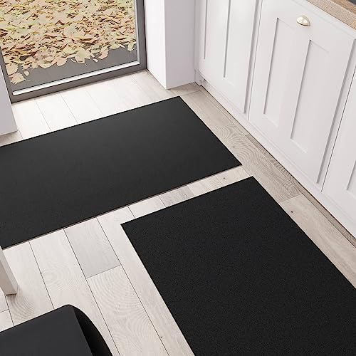 PETTI Artigiani Italiani - Tappeto Cucina, Passatoia Cucina, Tappeto Cucina Lavabile Antiscivolo, Tappeto Runner Cucina, Tappeto Tinta Unita 52x140 cm Nero, 100% Made in Italy