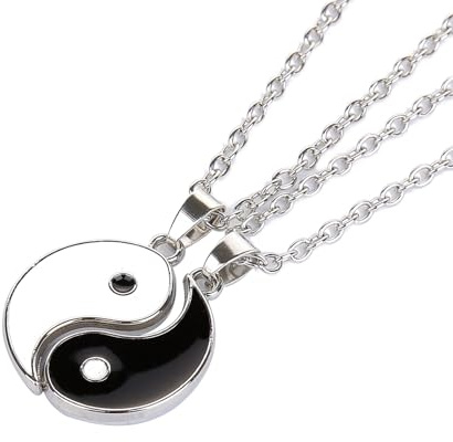 Ryaupy 2 Pezzi di Collane Yin Yang Taichi Bff per Coppie, Catene dell'Amicizia, Ciondoli, Gioielli per Migliori Amici, Amanti e Regali (Nero e Argento)