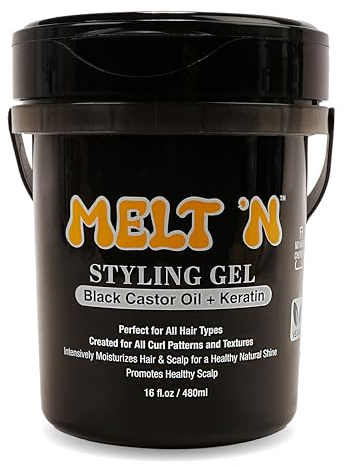 EBIN NEW YORK – Melt’N Styling Gel Black Con Black Castor Oil Y Keratina – Unisex – 480 ml – Fijación Precisa, Fortalecimiento Y Reparación Capilar Con Acabado Profesional