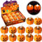ZPQAODI 12Pcs Vela Candelita de Calabaza LED sin Llama, Calabaza Velas Luces, Luces de té sin Llama Velas, Parpadeo Blanco cálido, Flameless Candle para Decoraciones de Halloween Favores de Fiesta