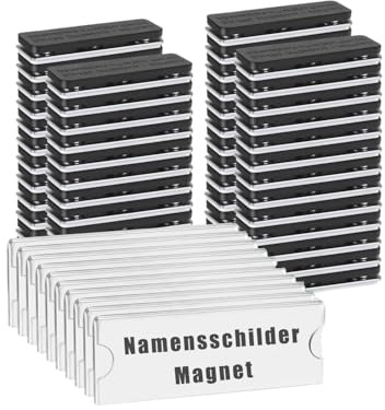 10 st Magnetiska Namnetiketter, Transparenta 75 * 32mm Namnetiketter för Kläder (Svart)