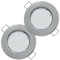2er Set Flache Milchglas SMD LED Modul Einbauleuchten | Farbe Edelstahl gebürstet | 5W | 230V | Starr | Klemmring | LED Spots für die Decke bei wenig Einbautiefe | Wohnzimmer | Küche | Schlafzimmer