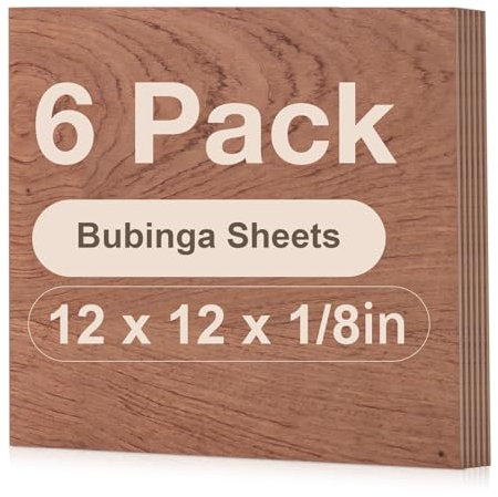 ROBOTIME Tablero Madera Contrachapada 3mm Bubinga 30×30cm 6 Piezas Tablero de Madera a Medida Para Bricolaje,Pirograbado Corte por Laser CNC Router Modelado