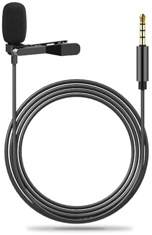 Micrófono Lavalier de 3,5 mm, micrófono Lavalier para PC Smartphone, Micrófono de solapa de 3,5 mm a condensador omnidireccional para grabación de entrevistas/videoconferencias/podcast/dicción de voz
